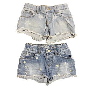 Cat & Jack Light Blue Denim Shorts with Star and Daisy Accents